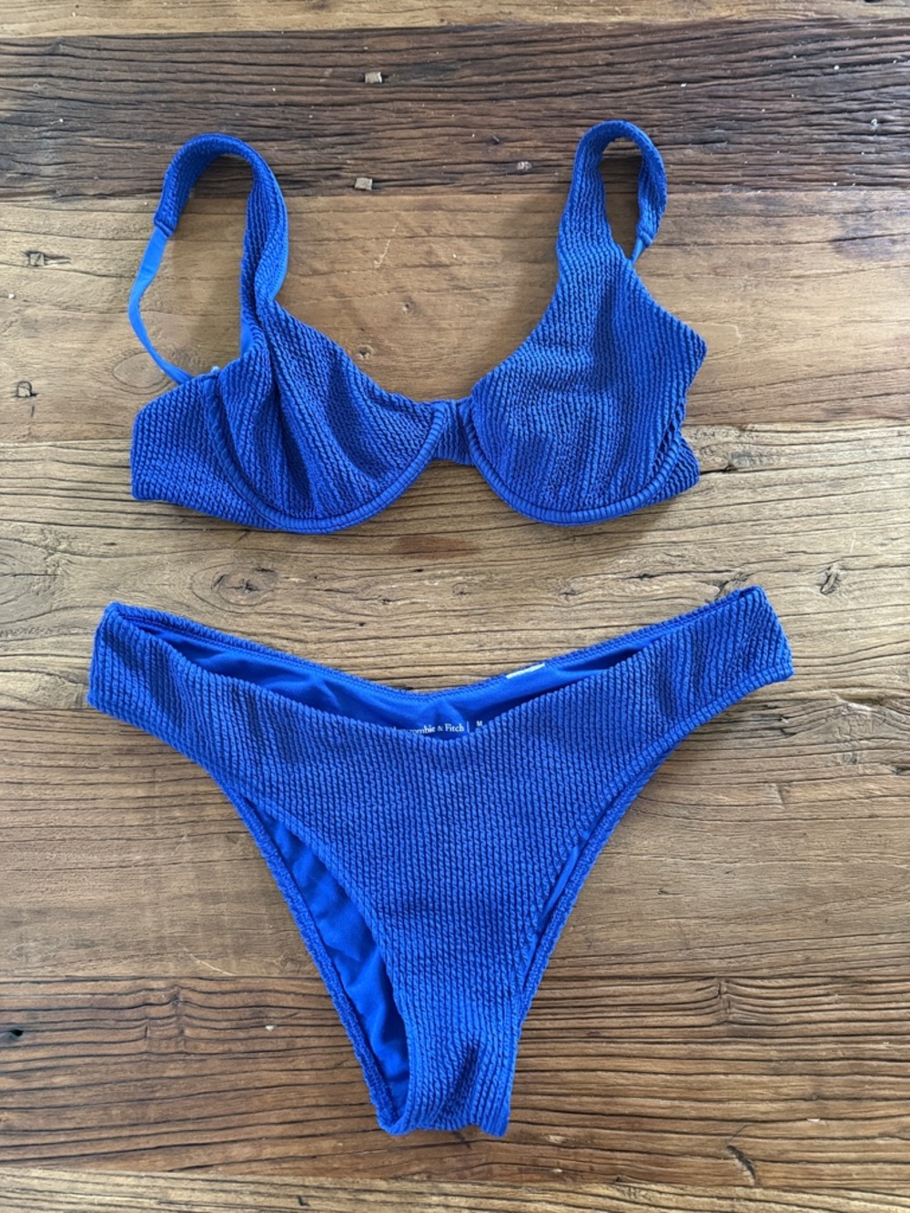 Abercrombie & Fitch Cobalt Blue Textured Bikini Set